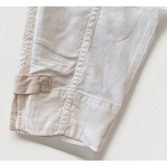 Zara High Waisted Tie Waist Cargo Pants Womens Small Beige Lyocell Cotton Linen - Picture 3 of 5